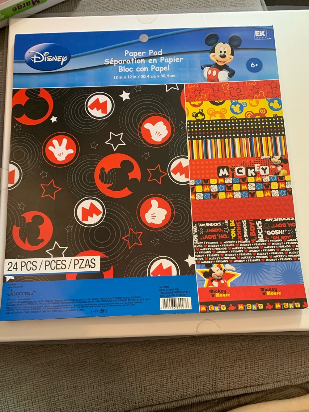 Disney Mickey Paper Pad – Black and Red Party Craft Paper (24 pcs) 12 x 12